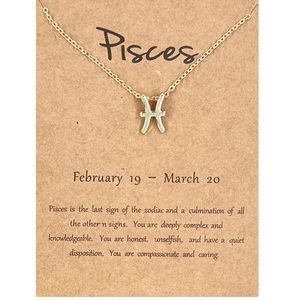 Pisces ♓️ Zodiac Necklace Gold Jewelry Pendant Horoscope Pisces